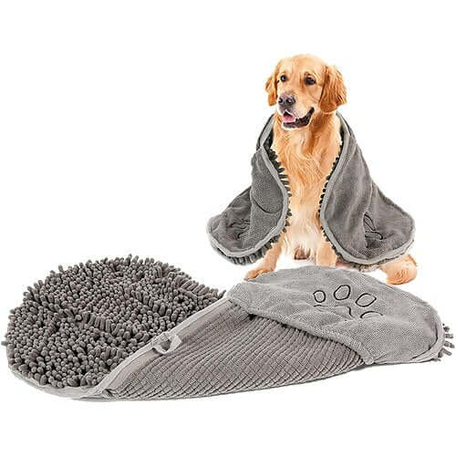 Drying Plush Shammy Towel with Dual Hand Pockets